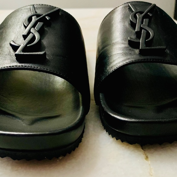 YVES SAINT LAURENT JOAN SLIDES | YSL MONOGRAM SLIDES | NEW - Picture 2 of 6
